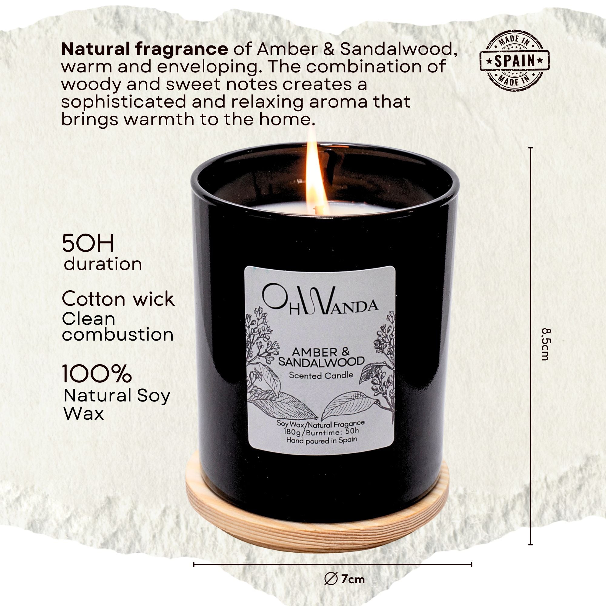 Duftlys Ohwanda Amber & Sandalwood 180g