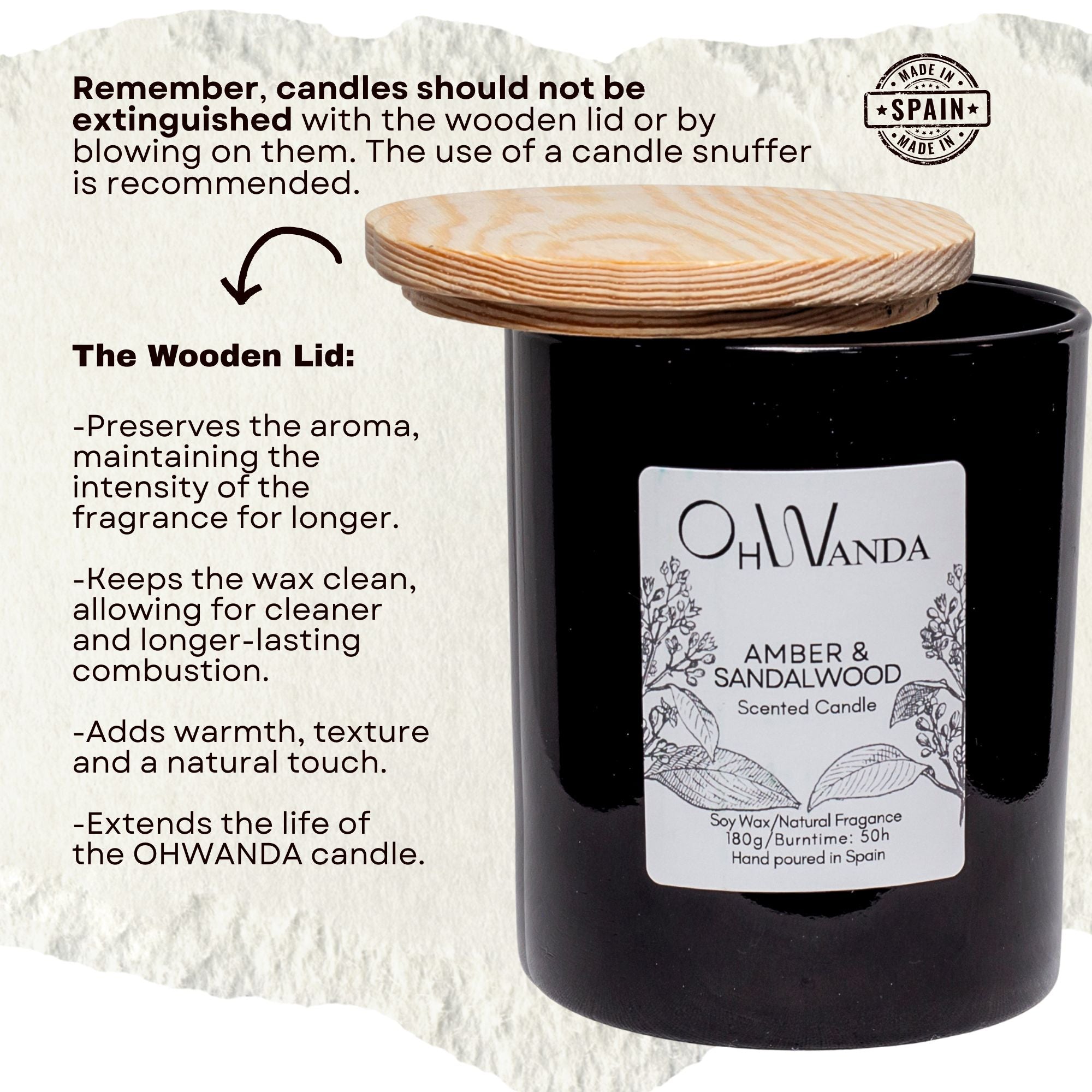 Duftlys Ohwanda Amber & Sandalwood 180g
